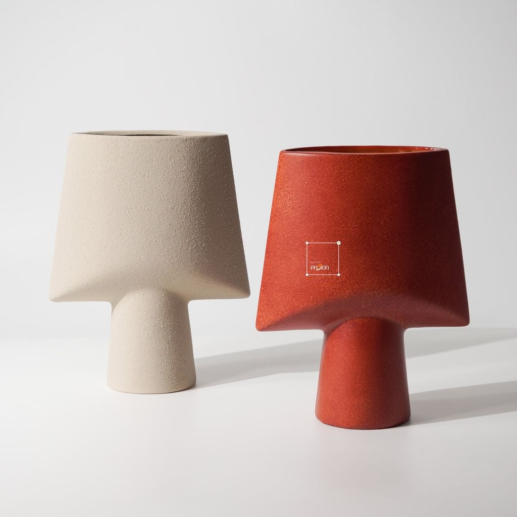 Bình Hoa Wabi Sabi Gốm Mộc Đáy Chữ U