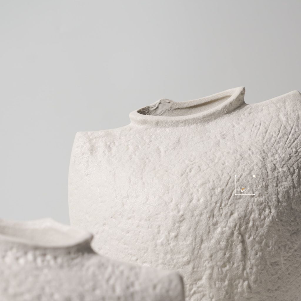 Set 2 Bình Hoa Gốm Wabi Sabi Nâu Cổ Vest Suit