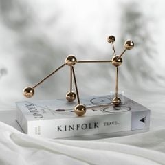 Đồ Decor Kim Loại Mạ Vàng Hình Phân Tử Trang Trí Kệ Sách