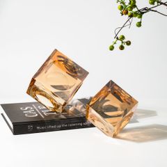 Tượng Trang Trí Khối Rubik Pha Lê Hổ Phách Sang Trọng