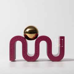 Đồ Trang Trí Hình Học Cong Trừu Tượng Phối Bóng Vàng