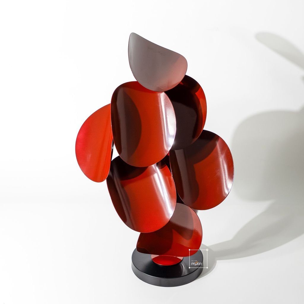 Tượng Trang Trí Bằng Kim Loại Lá Tròn Xếp Tầng Mô Hình