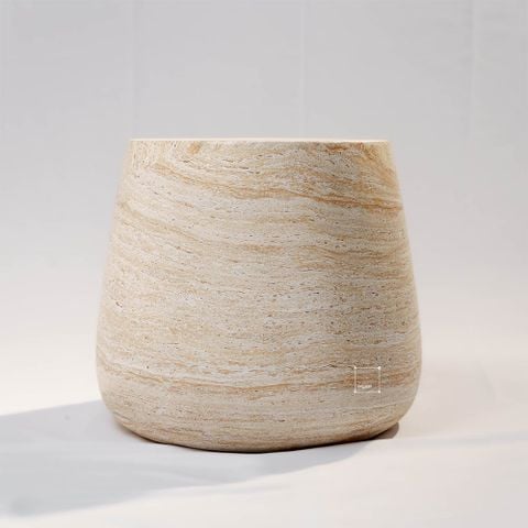 Bàn Phụ Hình Trụ Tròn Giả Đá Travertine Pha Đỏ Nâu