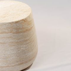 Bàn Phụ Hình Trụ Tròn Giả Đá Travertine Pha Đỏ Nâu