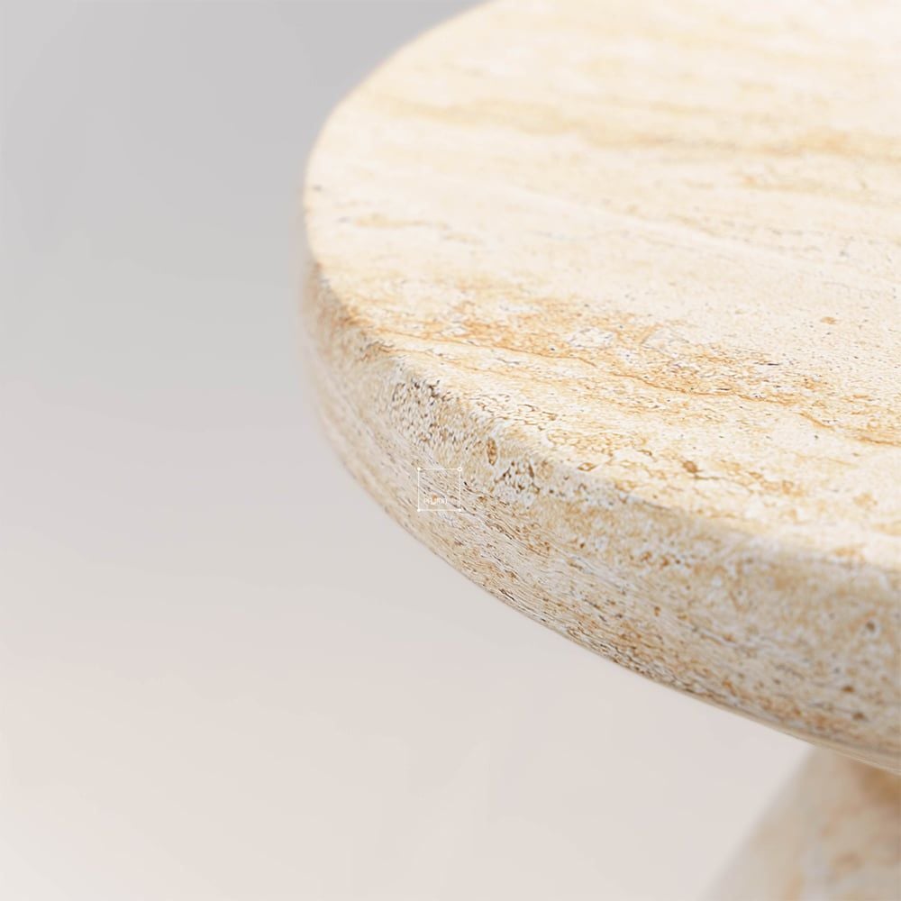 Bàn Side Table Hình Nấm Vân Đá Travertine