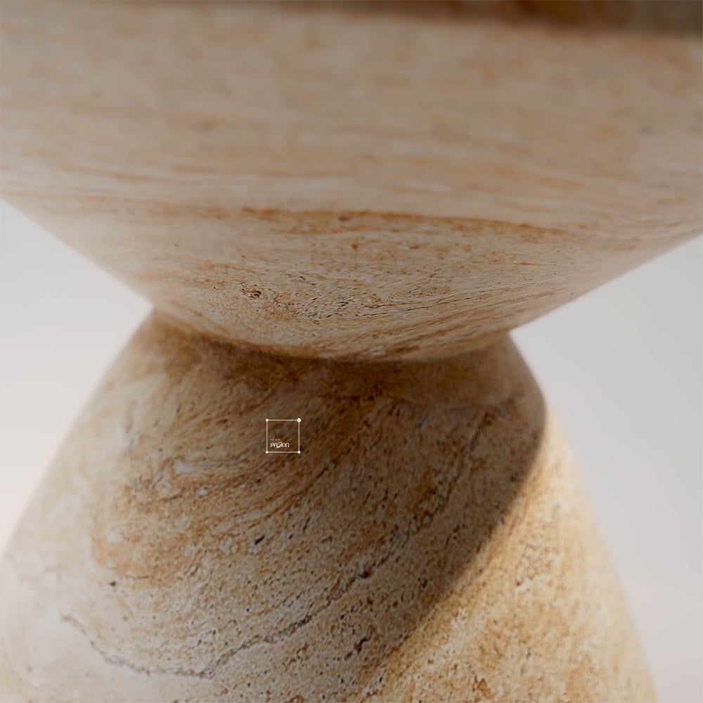 Bàn Side Table Hình Nấm Vân Đá Travertine