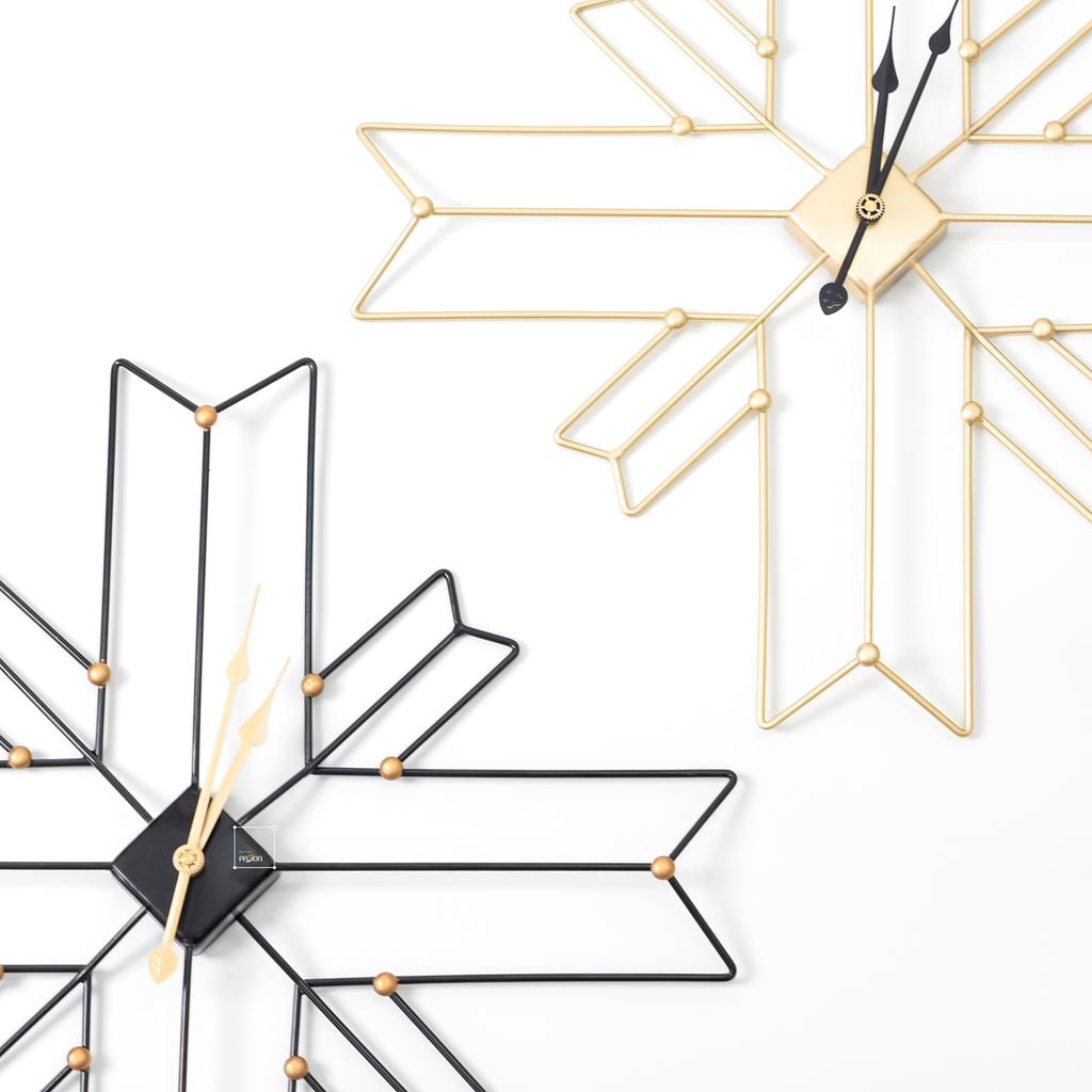 Đồng Hồ Treo Tường Kim Loại Đa Giác Chéo