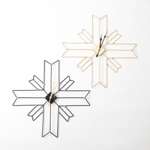 Đồng Hồ Treo Tường Kim Loại Đa Giác Chéo