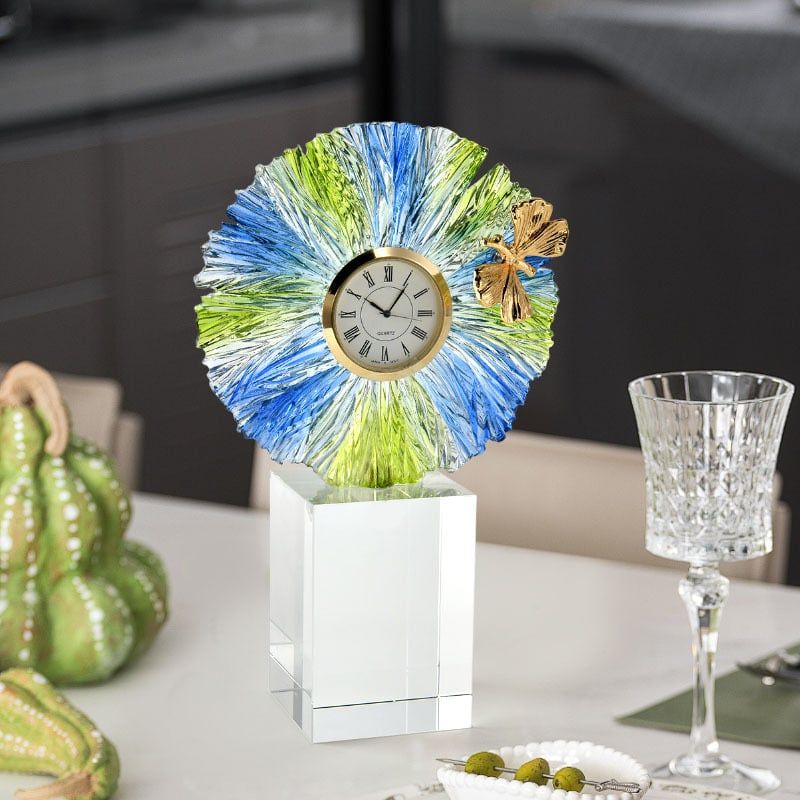 Đồng Hồ Trang Trí Trong Suốt Phối Bướm Trang Trí Kệ Tủ