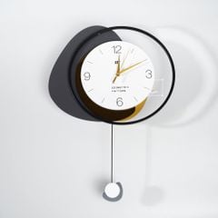 Đồng Hồ Treo Tường Hiện Đại Bất Đối Xứng Có Quả Lắc Trang Trí