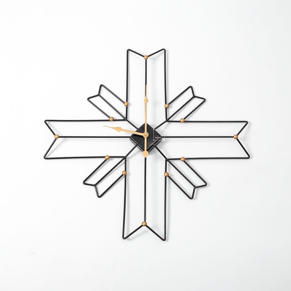 Đồng Hồ Treo Tường Kim Loại Đa Giác Chéo
