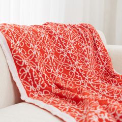 Chăn Len Dệt Kim Hoa Văn Cam Đậm Sang Trọng