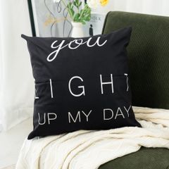 Vỏ Gối Tựa Lưng Bắc Âu Nhung Nỉ In Màu 2 Mặt Đen Trắng Sang Trọng