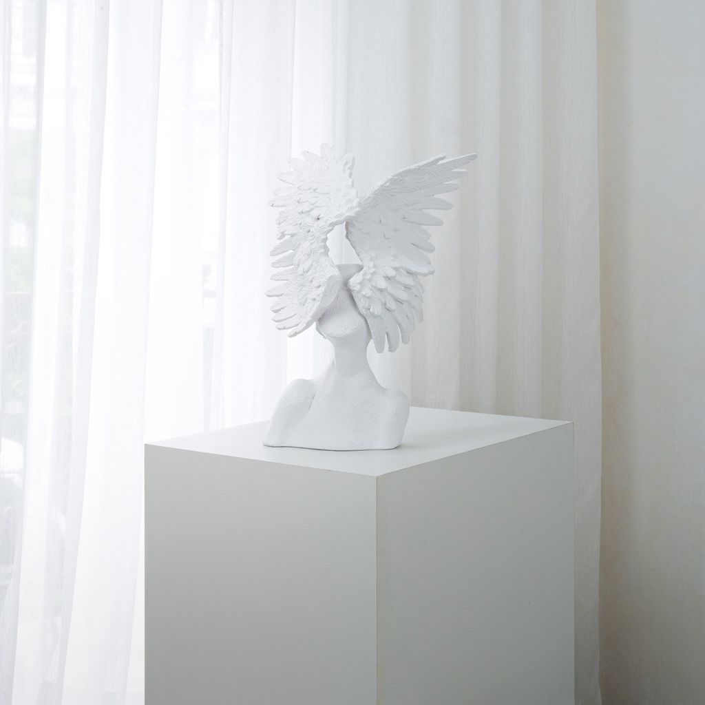 Tượng Trang Trí Bán Thân Cô Gái Và Đôi Cánh