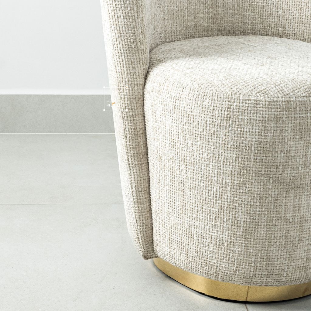 Ghế Đôn Bàn Trang Điểm Canvas Chân Viền Sắt Có Tựa