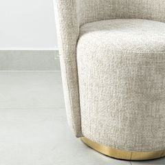 Ghế Đôn Bàn Trang Điểm Canvas Chân Viền Sắt Có Tựa