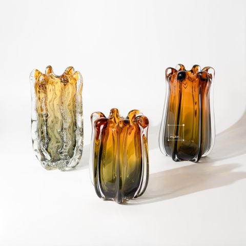 Bình Hoa Thủy Tinh Gradient Hình Búp Hoa Xanh Vàng