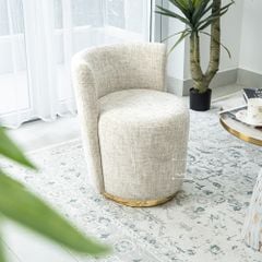 Ghế Đôn Bàn Trang Điểm Canvas Chân Viền Sắt Có Tựa