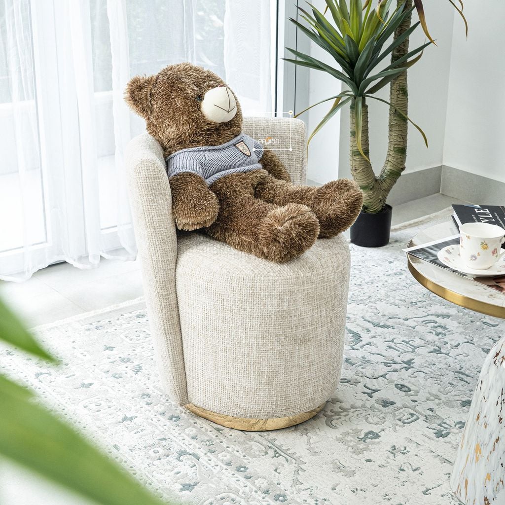 Ghế Đôn Bàn Trang Điểm Canvas Chân Viền Sắt Có Tựa