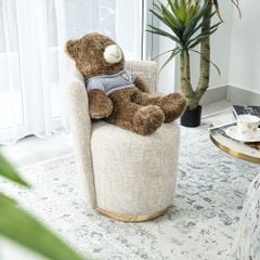 Ghế Đôn Bàn Trang Điểm Canvas Chân Viền Sắt Có Tựa