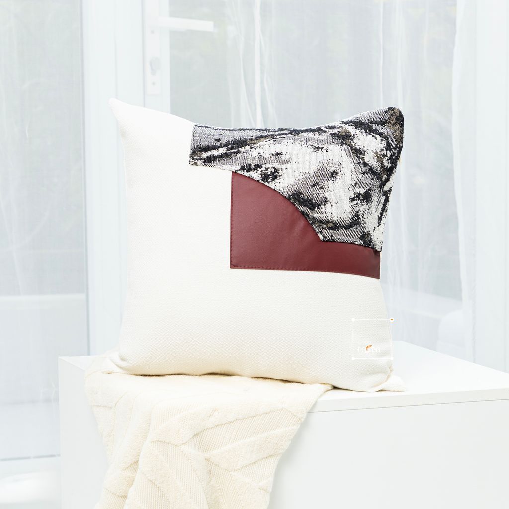 Vỏ Gối Sofa Cao Cấp Trang Trí Giường Ngủ Tông Đỏ Rượu