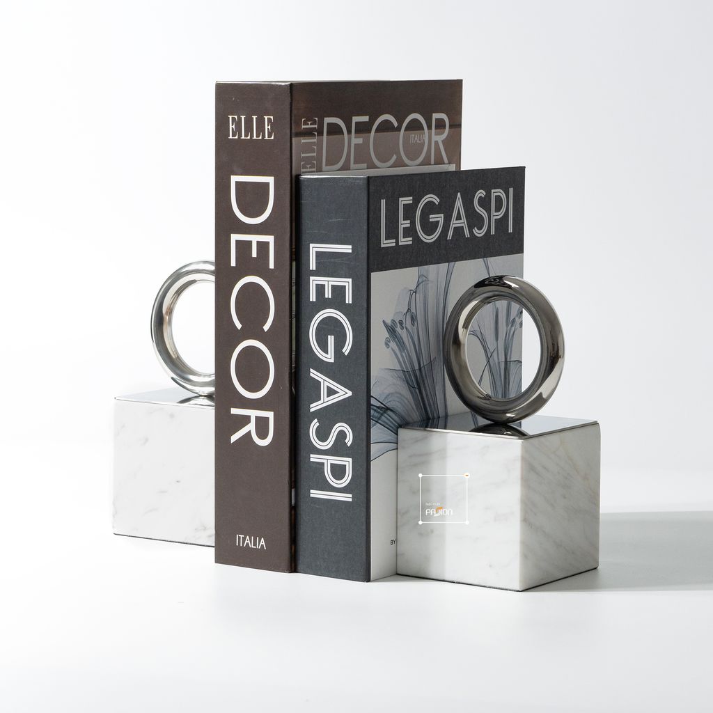 Chặn Sách Đá Thạch Phối Vòng Tròn Bạc