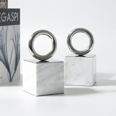 Chặn Sách Đá Thạch Phối Vòng Tròn Bạc