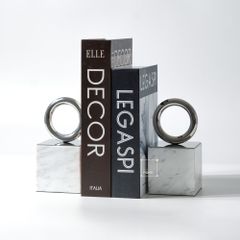 Chặn Sách Đá Thạch Phối Vòng Tròn Bạc