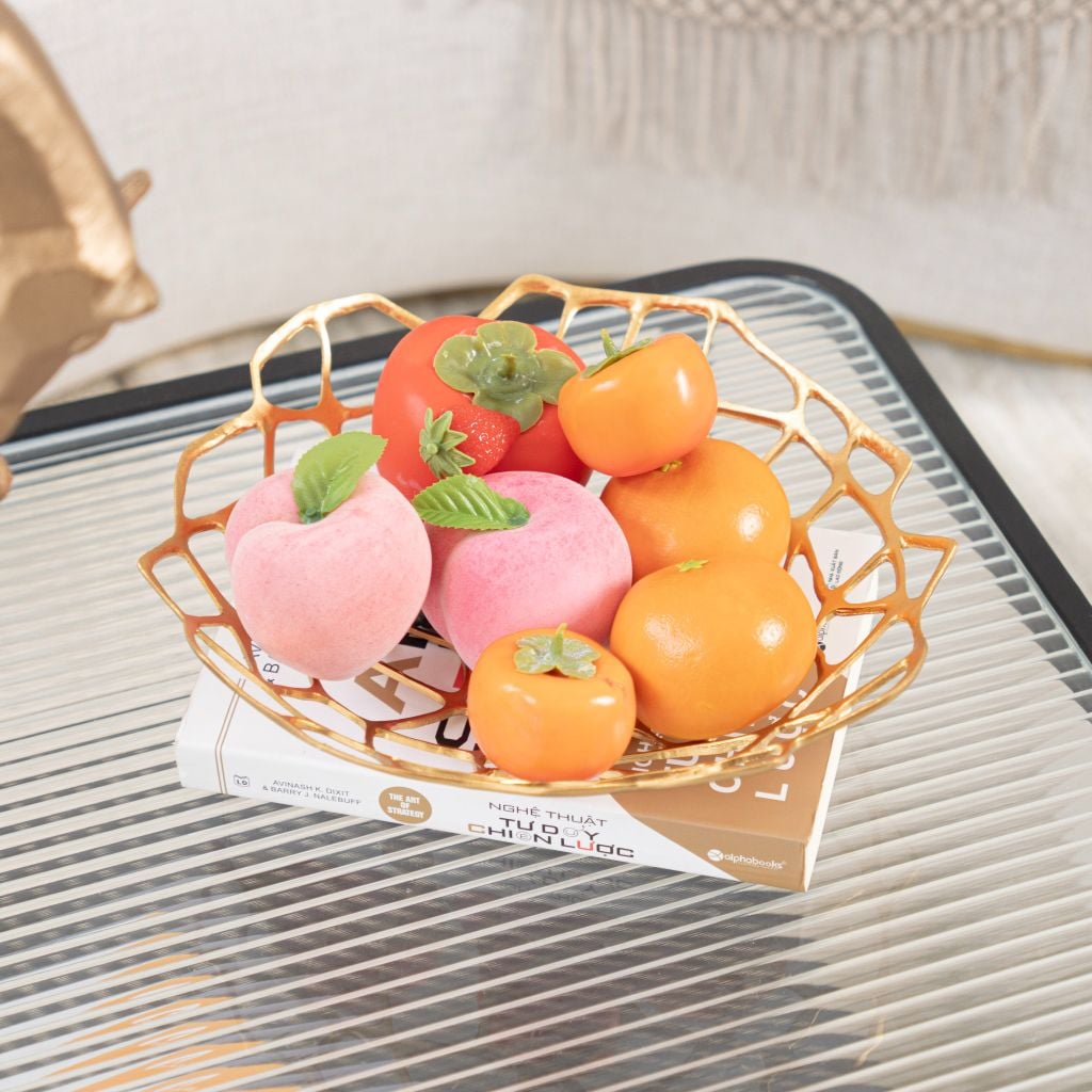 Dĩa Trái Cây Metal Đan Lưới Phong Cách Châu Âu Sang Trọng