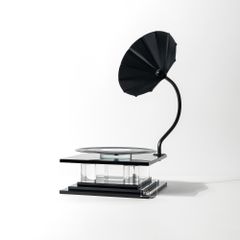 Tượng Trang Trí Hình Máy Hát Dĩa Vinyl Retro Phối Pha Lê Sang Trọng