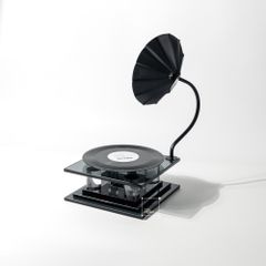 Tượng Trang Trí Hình Máy Hát Dĩa Vinyl Retro Phối Pha Lê Sang Trọng