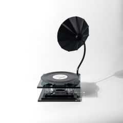 Tượng Trang Trí Hình Máy Hát Dĩa Vinyl Retro Phối Pha Lê Sang Trọng