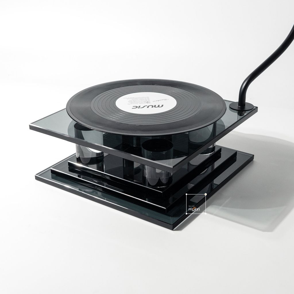 Tượng Trang Trí Hình Máy Hát Dĩa Vinyl Retro Phối Pha Lê Sang Trọng
