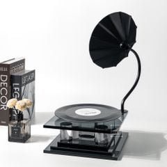 Tượng Trang Trí Hình Máy Hát Dĩa Vinyl Retro Phối Pha Lê Sang Trọng