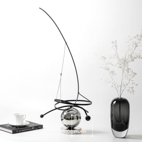 Tượng Trang Trí Để Bàn Hình Khối Tròn Bạc Xoáy Vòng Trừu Tượng