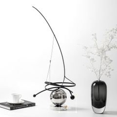 Tượng Trang Trí Để Bàn Hình Khối Tròn Bạc Xoáy Vòng Trừu Tượng