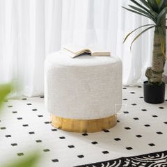 Ghế Đôn Ngồi Bàn Trang Điểm Phòng Khách Chân Sắt Sơn Vàng Bench