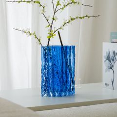 Bình Hoa Thủy Tinh Vuông Vân Sông Băng