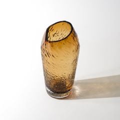 Bình Hoa Thủy Tinh Dày Khối Khuyết Hổ Phách