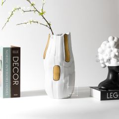 Bình Hoa Gốm Trắng Nghệ Thuật Điêu Khắc Nổi Thân Bình Cao Cấp