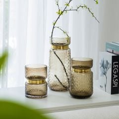 Bình Hoa Thủy Tinh Thắt Eo Chấm Hoa