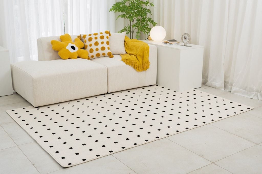Thảm Trải Sàn Chống Thấm Phong Cách Tối Giản Indochine Chấm Ô Vuông
