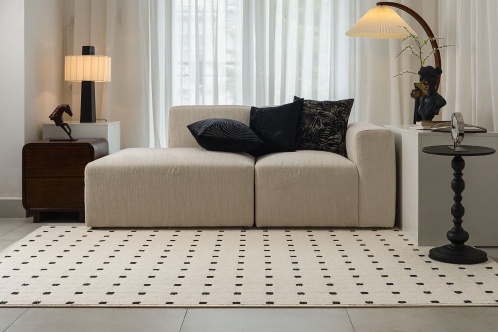 Thảm Trải Sàn Chống Thấm Phong Cách Tối Giản Indochine Chấm Ô Vuông