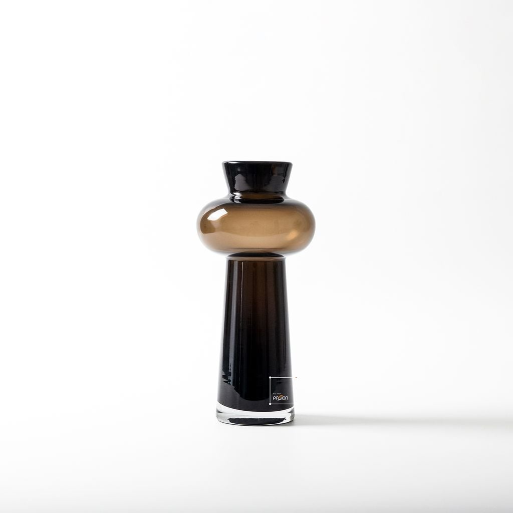 Bình Hoa Thủy Tinh Nâu Kiểu Pháp Gợn Sóng Sang Trọng