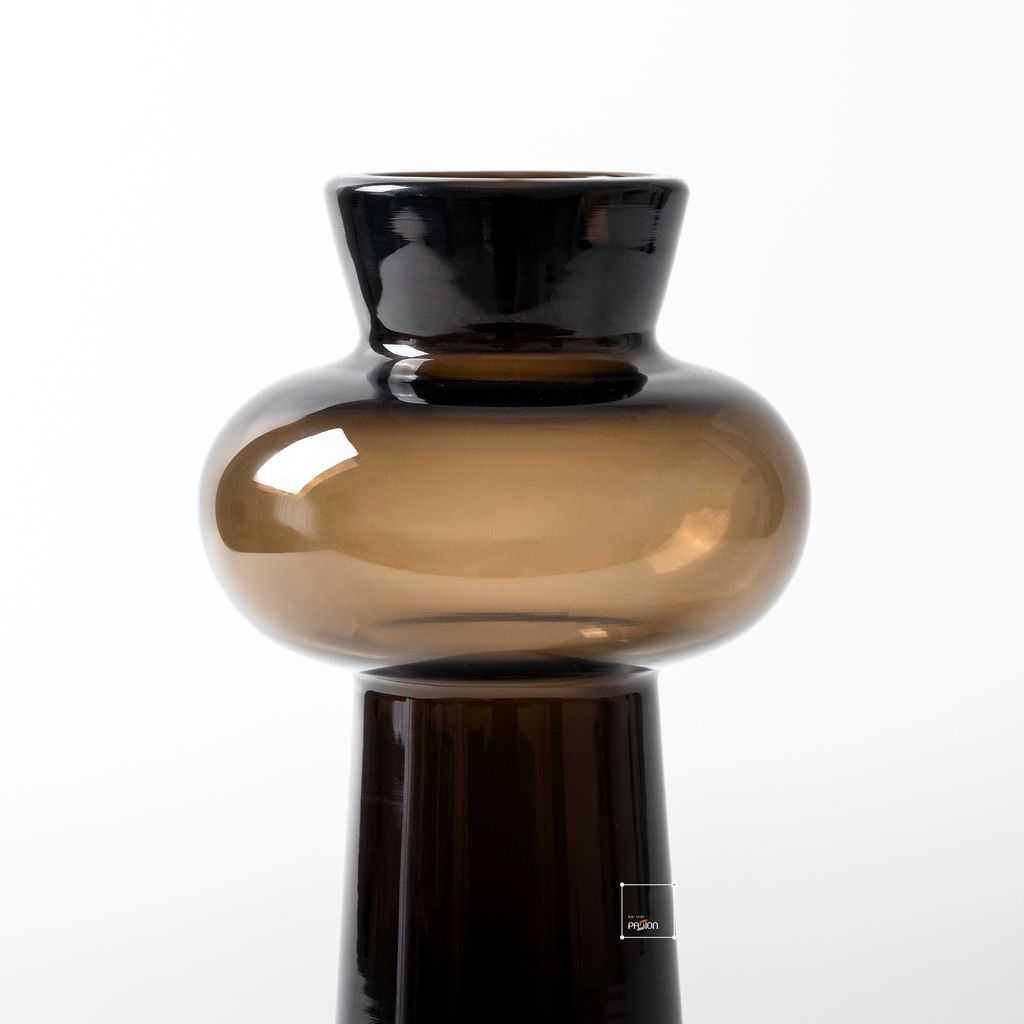 Bình Hoa Thủy Tinh Nâu Kiểu Pháp Gợn Sóng Sang Trọng