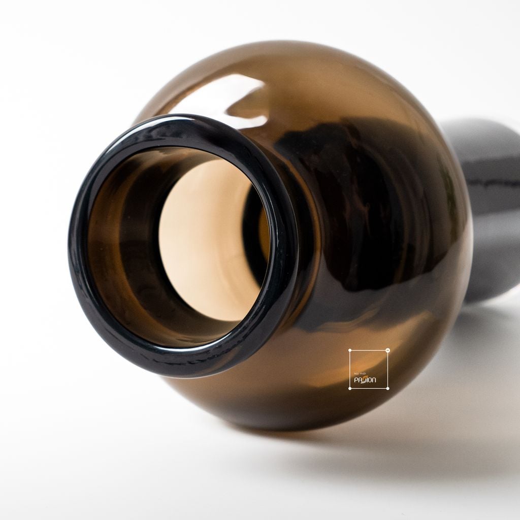 Bình Hoa Thủy Tinh Nâu Kiểu Pháp Gợn Sóng Sang Trọng