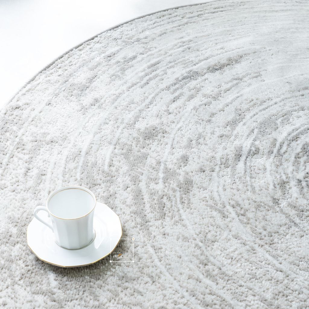 Thảm Tròn Trải Sàn Đế Dệt Sợi Polypropylene Điểm Vòng Tròn Nổi