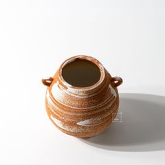 Bình Hoa Gốm Thô Phong Cách Wabi Sabi Nâu Sọc Trắng