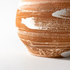Bình Hoa Gốm Thô Phong Cách Wabi Sabi Nâu Sọc Trắng