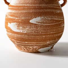 Bình Hoa Gốm Thô Phong Cách Wabi Sabi Nâu Sọc Trắng